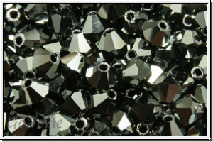Preciosa� Bicone, 4mm, jet, op., full hematite, 50 Stk.