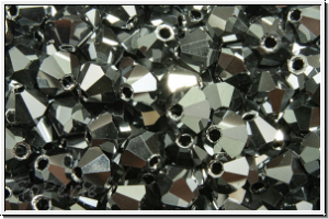 Preciosa� Bicone, 4mm, jet, op., full light hematite, 50 Stk.