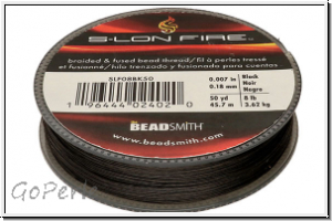 S-LON Fire Beading Thread, F�delgarn, 08 LB, black, 50 yd