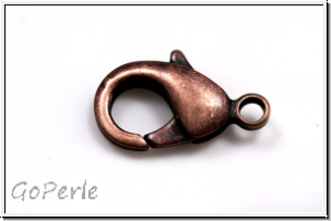 Karabiner "glatt", 19x10mm, antikrotkupferfb., Messing, 1 Stk.