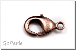 Karabiner "glatt", 19x12mm, antikkupferfb., Messing, 1 Stk.