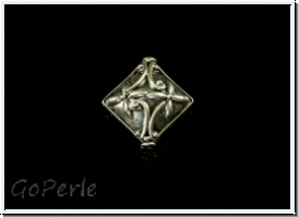 Silberperle "Kissen mit Blumen", 12x12mm, antiksilberfb., 925er Silber, 1 Stk.