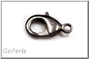 Karabiner "glatt", 19x12mm, hematitefb., Messing, 1 Stk.