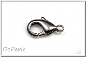 Karabiner "glatt", 15x8mm, hematitefb., Messing, 1 Stk.