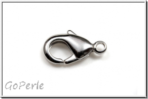 Karabiner "glatt", 15x8mm, antiksilberfb., Messing, 1 Stk.