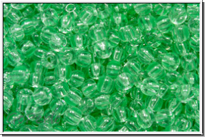 PR-11-00851, PRECIOSA Rocailles, 11/0, crystal, trans., 10 green stripes, 20g