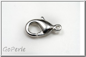 Karabiner "glatt", 15x8mm, silberfb., Messing, 1 Stk.