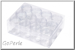 Aufbewahrungsbox mit 12 D�schen, Kunststoff, transparent, 1 Stk.