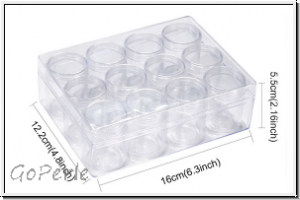 Aufbewahrungsbox mit 12 D�schen, Kunststoff, transparent, 1 Stk.