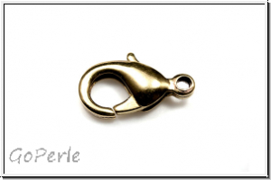 Karabiner "glatt", 15x8mm, antikgoldfb., Messing, 1 Stk.
