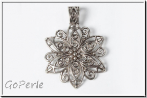 Anh�nger "Blume" (Statement), 64x46,5x1,5mm, antiksilberfb., Metall, 1 Stk.