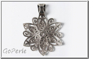 Anh�nger "Blume" (Statement), 64x46,5x1,5mm, antiksilberfb., Metall, 1 Stk.