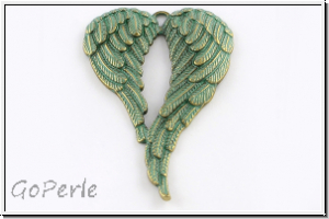 Anh�nger "Engelsfl�gel" (Statement), 68x46,5x5mm, antikmessing, patina, Metall, 1 Stk.