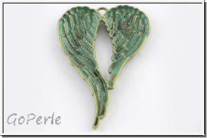 Anh�nger "Engelsfl�gel" (Statement), 68x46,5x5mm, antikmessing, patina, Metall, 1 Stk.