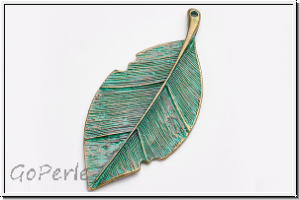 Anh�nger "Hainbuche" (Statement), 80x36x2mm, antikmessing, patina, Metall, 1 Stk.