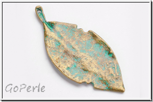 Anh�nger "Hainbuche" (Statement), 80x36x2mm, antikmessing, patina, Metall, 1 Stk.
