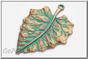 Anh�nger "Birke" (Statement), 70x47x2mm, antikmessing, patina, Metall, 1 Stk.