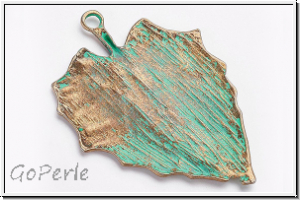 Anh�nger "Birke" (Statement), 70x47x2mm, antikmessing, patina, Metall, 1 Stk.
