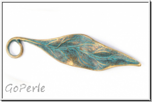 Anh�nger "Oleander" (Statement), 75x16x2mm, antikmessing, patina, Metall, 1 Stk.