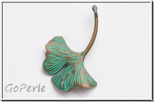 Anh�nger "Ginko" (Statement), 48x33x4mm, antikmessing, patina, Metall, 1 Stk.