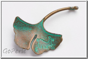 Anh�nger "Ginko" (Statement), 48x33x4mm, antikmessing, patina, Metall, 1 Stk.