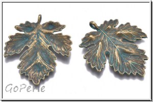 Anh�nger "Ahorn" (Statement), 41x35,5x2mm, antikmessing, patina, Metall, 1 Stk.