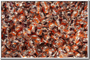PR-11-00980, PRECIOSA Rocailles, 11/0, crystal, trans., 2 black and 2 red stripes, 20g
