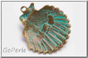 Anh�nger "Muschel" (Statement), 41x36x6mm, antikmessing, patina, Metall, 1 Stk.