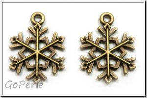 Anh�nger "Schneeflocke", 21x16x2mm, antikmessingfb., Metall, 1 Stk.