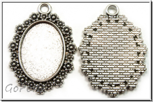 Anh�nger "Cabochonfassung", 40x30x2mm, antiksilberfb., Tibetsilber, 1 Stk.