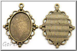 Anh�nger "Cabochonfassung", 39x30x2mm, antikmessingfb., Tibetsilber, 1 Stk.