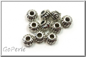 Spacer "Barrel", 4,6x6, antiksilberfb., Tibetsilber, 10 Stk.