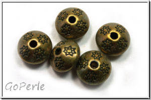 Spacer "Linse m. Stern", 7,5x10,5mm, antikmessingfb., Tibeltsilber, 5 Stk.