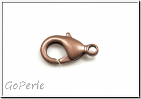 Karabiner "glatt", 15x8mm, antikkupferfb., lasiert, Messing, 1 Stk.