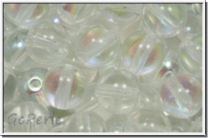 b�hm. Glasperle, rund, 8mm, crystal, trans., AB, 10 Stk.
