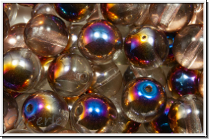 b�hm. Glasperle, rund, 8mm, ctrystal, trans., half sliperit, 10 Stk.