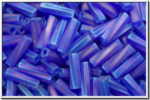 MTWB-2-0151fr, MIYUKI Twisted Bugles, Nr. 2 (6mm), cobalt, trans., matte, AB, 10g