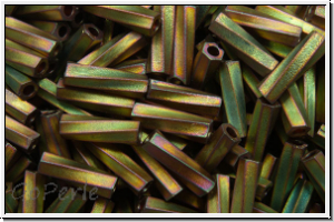 MTWB-2-2035, MIYUKI Twisted Bugles, Nr. 2 (6mm), khaki, met., matte, iris., 10g