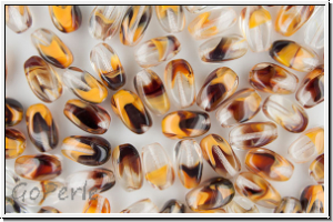 B�hm. Glasperle, Olive, rundkantig, 9x5mm, crystal, trans., autumn inlay 10 Stk.