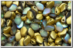 Gekko�-Beads, 3x5mm, crystal, trans., golden AB, matte, 50 Stk.