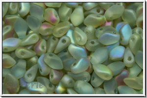Gekko�-Beads, 3x5mm, crystal, trans., green AB, matte, 50 Stk.