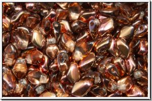 Gekko�-Beads, 3x5mm, crystal, trans., half capri rose, 50 Stk.
