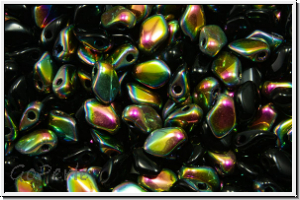 Gekko�-Beads, 3x5mm, black, op., half vitrail, 50 Stk.