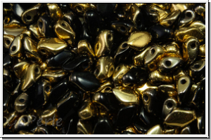 Gekko�-Beads, 3x5mm, black, op., half brass, 50 Stk.