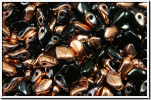 Gekko�-Beads, 3x5mm, black, op., half capri gold, 50 Stk.