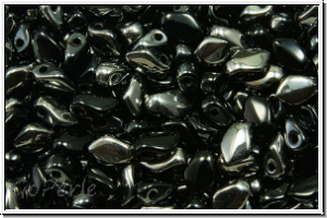 Gekko�-Beads, 3x5mm, black, op., half chrome, 50 Stk.