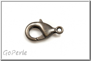 Karabiner "glatt", 15x8mm, antikmessingfb. (dkl.), Messing, 1 Stk.