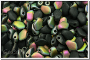 Gekko�-Beads, 3x5mm, black, op., half vitrail, matte, 50 Stk.