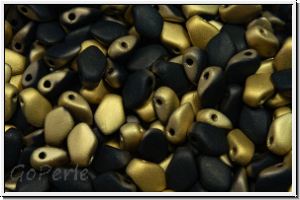Gekko�-Beads, 3x5mm, black, op., half brass, matte, 50 Stk.