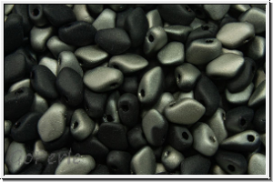Gekko�-Beads, 3x5mm, black, op., half chrome, matte, 50 Stk.